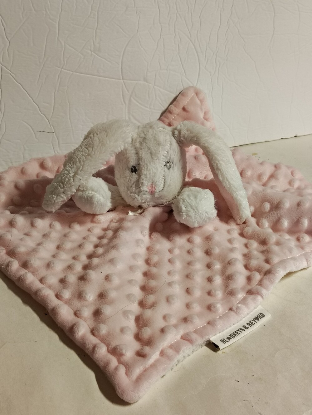 Blankets & Beyond Lovey Bunny Pink White Soft Plush